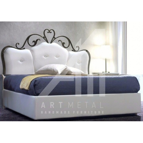 μεταλλικό κρεβάτι με καπιτονέ κεφαλάρι Art 3013-017