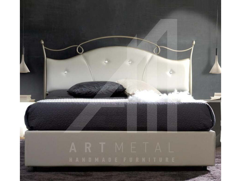 μεταλλικό κρεβάτι με ντυμένο κεφαλάρι Art 3013-013